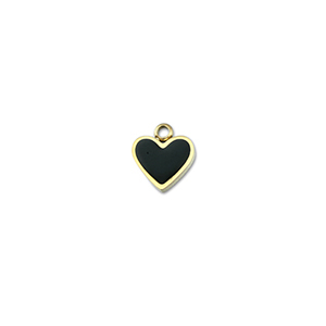 Roestvrij stalen (RVS) Stainless steel bedels hart Gold-black
