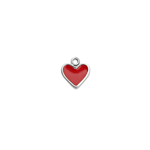 Roestvrij stalen (RVS) Stainless steel bedels hart Silver-red