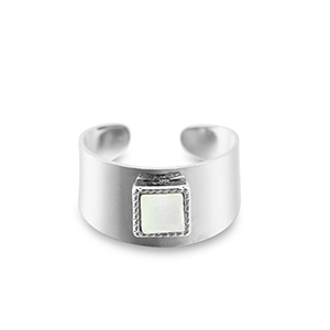 Roestvrij stalen (RVS) Stainless steel ringen vierkant Silver-white