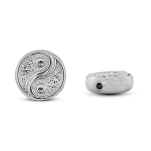 Roestvrij stalen (RVS) Stainless steel kralen Yin & Yang Silver
