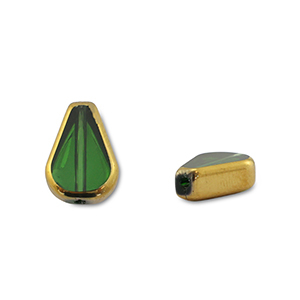 Glaskralen druppel Green transparent-gold