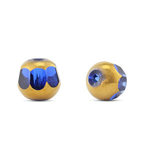 Glaskralen rond Blue transparent-gold