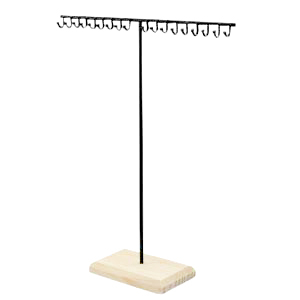 Sieraad display T-vorm met houten voet voor kettingen Natural-black