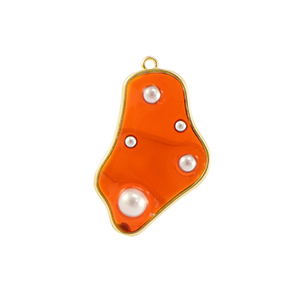 Resin hangers irregular met parels Gold-orange-white