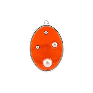 Resin hangers ovaal met parels Silver-orange-white