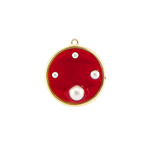 Resin hangers rond met parels Gold-red-white