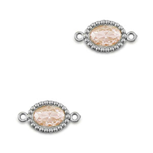 Roestvrij stalen (RVS) Stainless steel tussenstukken zirkonia ovaal Silver-light orange