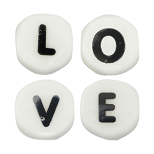 Letterkralen van keramiek - LOVE White-black