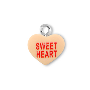 Resin hangers hart "SWEET HEART" Light orange-red