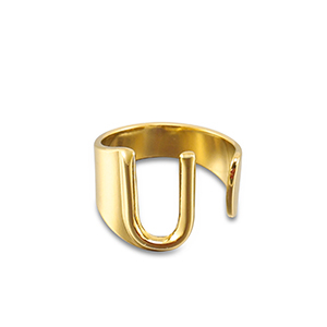 Roestvrij stalen (RVS) Stainless steel ringen letter U Gold