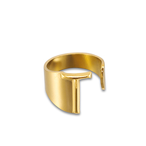 Roestvrij stalen (RVS) Stainless steel ringen letter T Gold