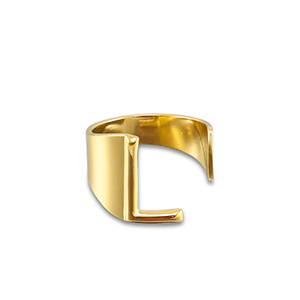 Roestvrij stalen (RVS) Stainless steel ringen letter L Gold