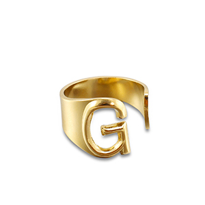 Roestvrij stalen (RVS) Stainless steel ringen letter G Gold