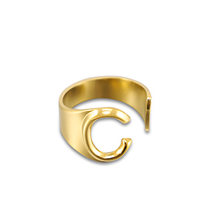 Roestvrij stalen (RVS) Stainless steel ringen letter C Gold