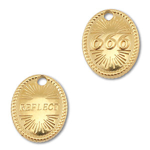 BY31&reg; Roestvrij stalen (RVS) stainless steel bedel angelnumbers 666 / reflect Gold