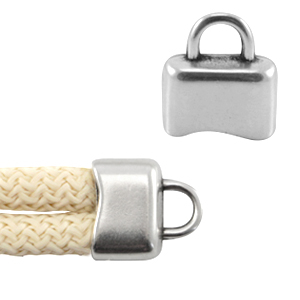 DQ metaal eindkapje met oog voor 5mm koord Antiek zilver (nikkelvrij)