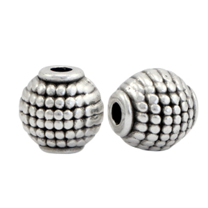 Kralen DQ metaal ovaal tube Antiek zilver (nikkelvrij)