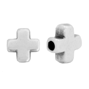 Kralen DQ metaal kruis Antiek zilver (nikkelvrij)