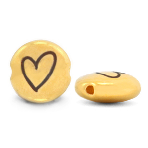 Kralen DQ metaal 7mm hart Goud (nikkelvrij)