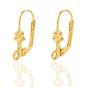 Onderdelen DQ metaal sluitbare oorhangers bloem Goud (nikkelvrij)