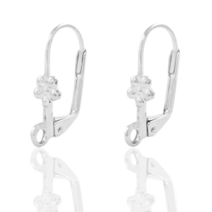 Onderdelen DQ metaal sluitbare oorhangers bloem Antiek zilver (nikkelvrij)