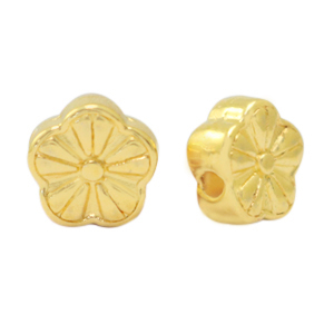 Kralen DQ metaal bloem Goud (nikkelvrij)