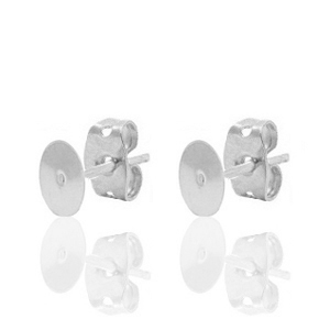Onderdelen DQ metaal oorstekers 4mm Antiek zilver (nikkelvrij)