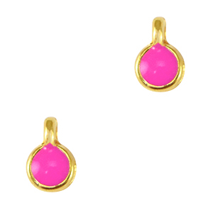 Bedels DQ metaal 5mm Goud-neon fuchsia pink (nikkelvrij)