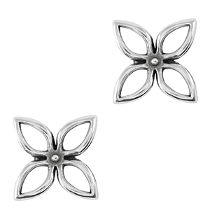 Bedels DQ metaal bedel / tussenstuk bloem Antiek zilver (nikkelvrij)