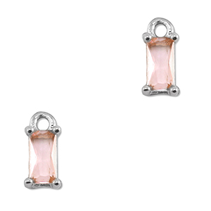 Hangers van Crystal glas rechthoek Light pink-silver