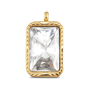 BY31&reg; Roestvrij stalen (RVS) Stainless steel bedels rechthoek Gold