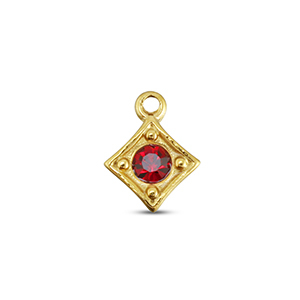 BY31&reg; Roestvrij stalen (RVS) Stainless steel bedels ruit Gold-ruby red