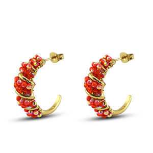 Top facet oorbellen twisted Warm orange AB-warm orange transparent AB-gold