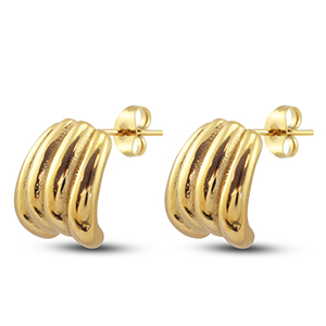 Roestvrij stalen (RVS) Stainless steel oorbellen / oorstekers Gold