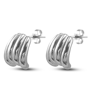 Roestvrij stalen (RVS) Stainless steel oorbellen / oorstekers Silver