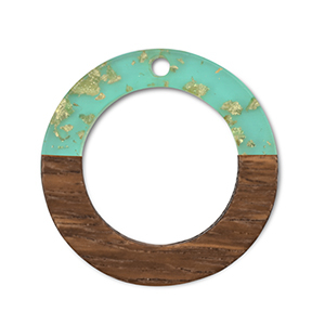 Houten hangers rond Green transparent-gold-brown