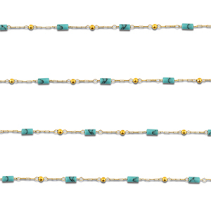 Roestvrij stalen (RVS) Stainless steel onderdelen jasseron howliet tube Gold-turquoise