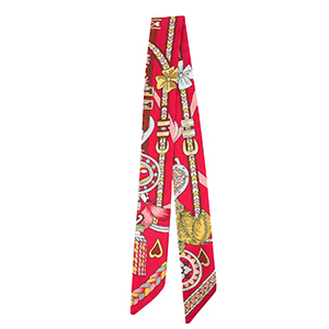 Bandana sjaal met hart/leren riemen Red-brown-light grey