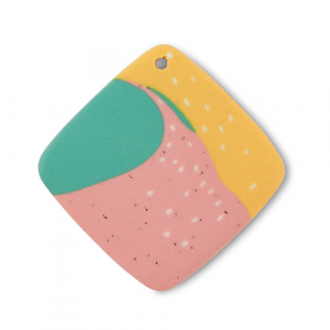 Polymeer hangers ruit Green-pink-ochre yellow
