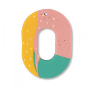 Polymeer hangers ovaal Green-pink-ochre yellow