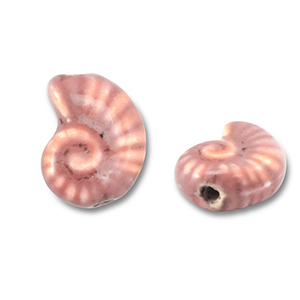 Kralen keramiek schelp Vintage pink