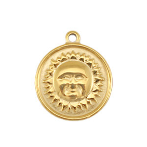 Roestvrij stalen (RVS) Stainless steel bedels zon Goud