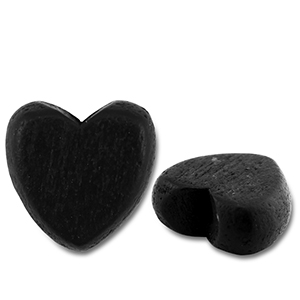 Houten kralen hart Black