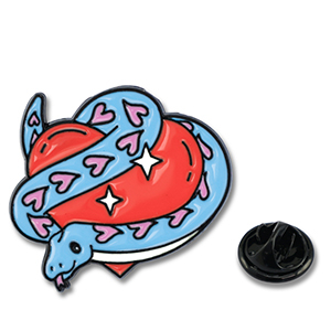 Pins hart met slang Blue-red-pink