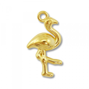 Roestvrij stalen (RVS) Stainless steel bedels flamingo Gold