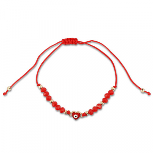 Trendy enkelbandjes mixed beads Red-gold