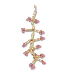 Hangers van glaskralen bloem Gold-mauve