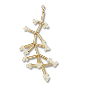 Hangers van glaskralen bloem Gold-off white