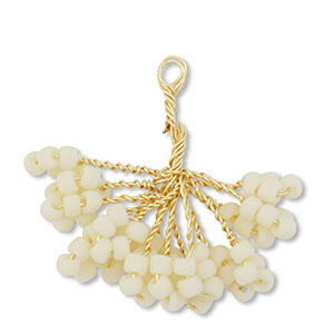 Hangers van glaskralen bloem Gold-off white