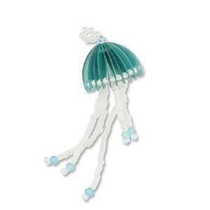 Hangers van glaskralen kwal Turquoise-white-transparent white lined